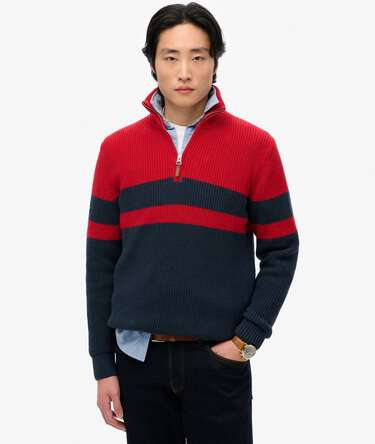 Cotton Classic Stripe Half-Zip Jumper