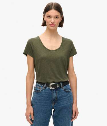 Studios T-shirt met laag uitgesneden ronde hals